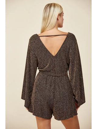Kenzie Glitter Bell Sleeve Romper