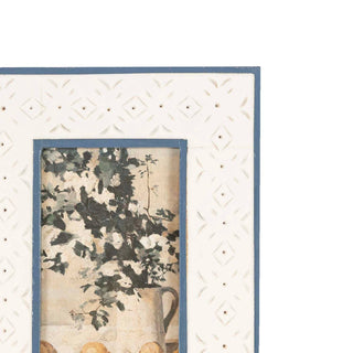 Penelope 4x6 Photo Resin Stamp Picture Frame Blue and Cream