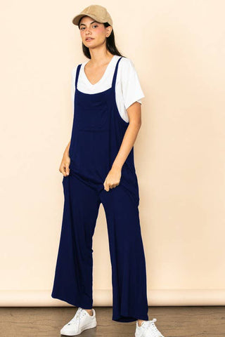 Wide Leg Overall Jumper with Bib & Side Pockets