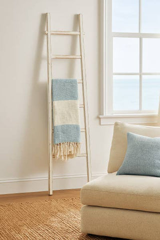 White Wooden Coastal Decorative Ladder, 76 in.