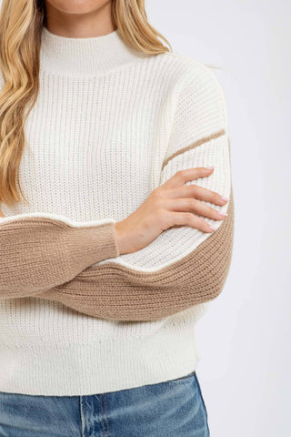COLORBLOCK MOCK NECK SWEATER
