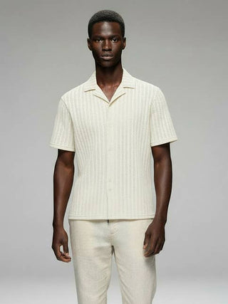 Crochet/Textured Short Sleeve Men's Shirt