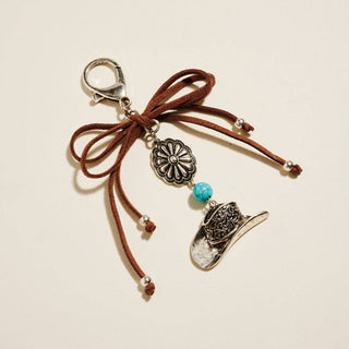 Western Rodeo Hat Turquoise Bag Charm Keychain