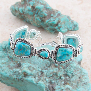 Sedona Blue Turquoise and Silver Toggle Bracelet