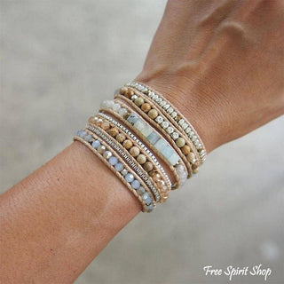 Amazonite & Jasper Boho Wrap Bracelet