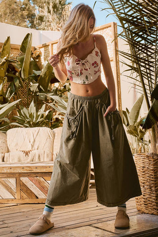 Tidal Drawstring Wide Leg Culottes