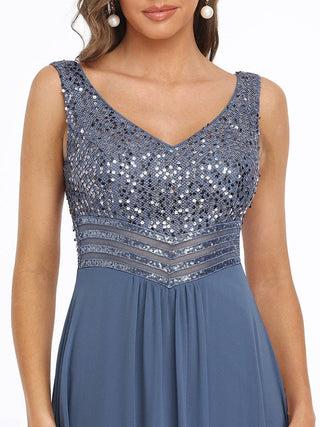 Sexy High-Low Maxi Chiffon Evening Dress with Sequin