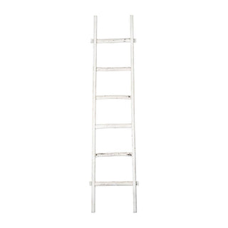 White Wooden Coastal Decorative Ladder, 76 in.