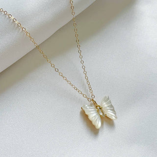 Butterfly Mother of Pearl Gold Filled Necklace