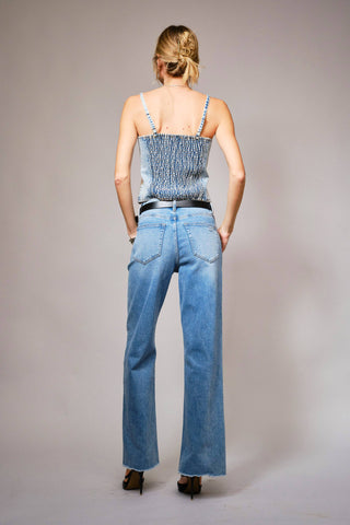 Denim Corset Top with Sequin Bow Detail