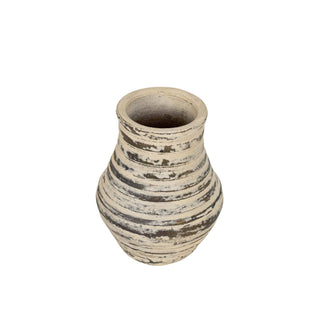 Gideon Distressed Ribbed Bud Vase Cream Terracotta