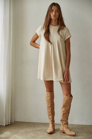 Round Neck Knit Flare Top/Dress