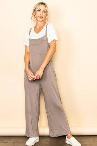 Wide Leg Overall Jumper with Bib & Side Pockets