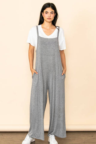 Wide Leg Overall Jumper with Bib & Side Pockets