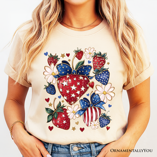 Patriotic Boho Strawberries Bouquet T-Shirt
