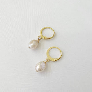 Isla Freshwater Pearl Huggie Hoops Earrings Gold Filled