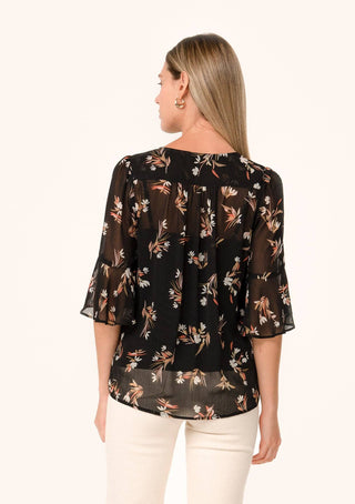 Sheer Floral Button Down Blouse