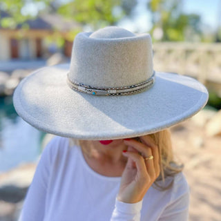 Oatmeal Fedora with Multi-Accent Faux Leather Trim