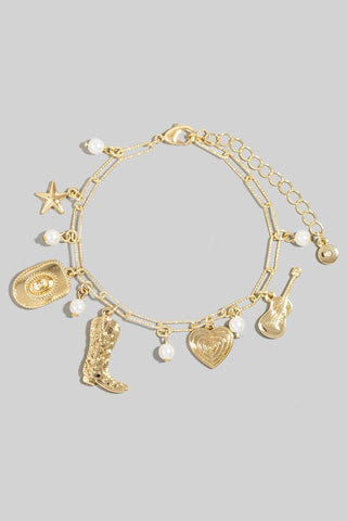 Western Charm Pearl Bead Chain Bracelet