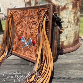 Hand-Painted Tooled Leather Purse with Fringe | Laciann Collective
