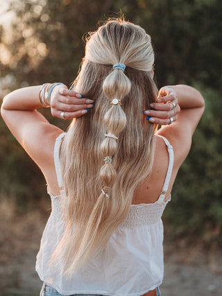 Grow Earthy Toned Silver Palm Tree Charm Hair Tie Bracelets