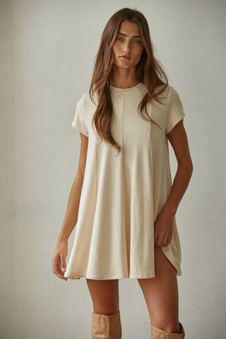 Round Neck Knit Flare Top/Dress