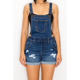 DESTROYED ROLLED CUFF SHORTALLS