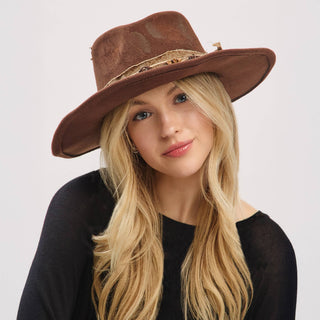 Rustic Cowgirl with Feather Fedora Hat