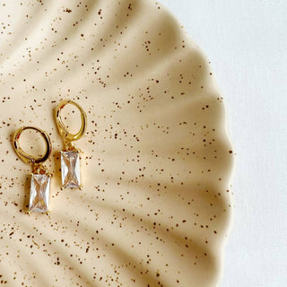 Taylor CZ Baguette Huggie Hoops Earrings Gold Filled