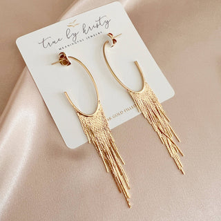 Cascading Fringe Hoops Earrings Gold Filled
