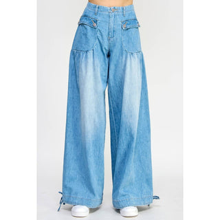 Ankle Drawstring Denim Pants