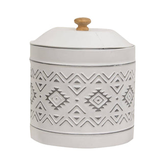 Aztec White Metal Canisters Set of 2