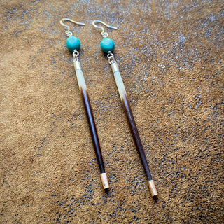 Porcupine Quill & Turquoise Earrings - Silver