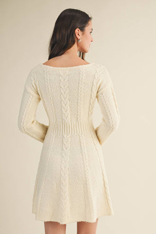 🧶 Cable Flare Sweater Dress – Cozy Meets Chic