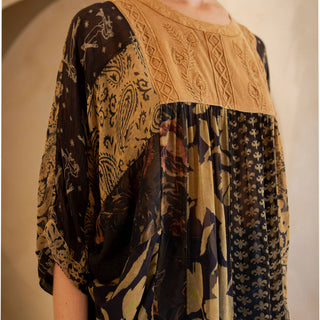 Bohemian Tiered Patchwork Blouson Top
