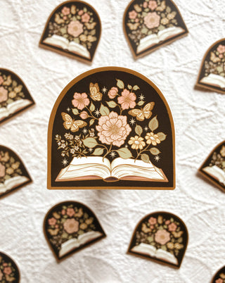 Book Lovers Magical Floral Novel Vinyl Sticker