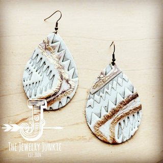 Leather Teardrop Earring-Aztec