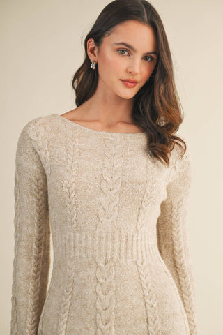 🧶 Cable Flare Sweater Dress – Cozy Meets Chic