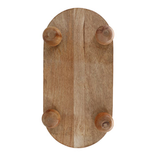 Mango Wood Decorative Tray with Beaded Ball Feet, 16 in.