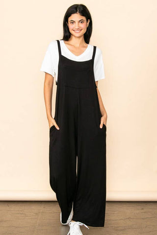 Wide Leg Overall Jumper with Bib & Side Pockets