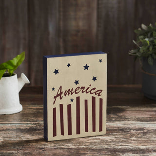 America Stars & Stripes Wooden Block