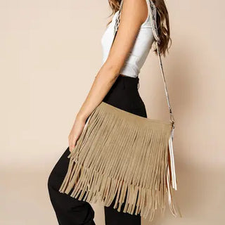 Sadie Suede Fringe Crossbody w/ Guitar Strap