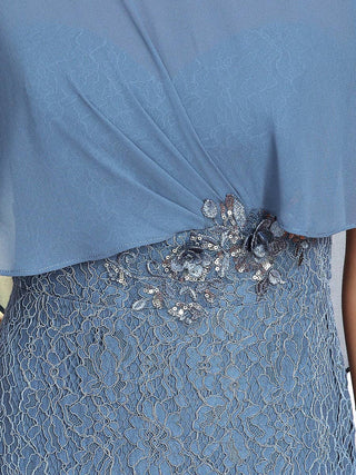 Fishtail Ruffles Sleeves Mother of Bridesmaid Dress