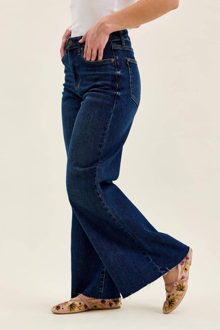 Judy Blue Petite High-Waist Retro Wide-Leg Jeans in Dark Wash