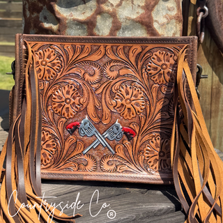 Hand-Painted Tooled Leather Purse with Fringe | Laciann Collective