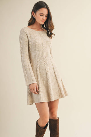 🧶 Cable Flare Sweater Dress – Cozy Meets Chic