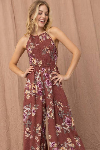 Bloomhaven Halter Wide Leg Jumpsuit