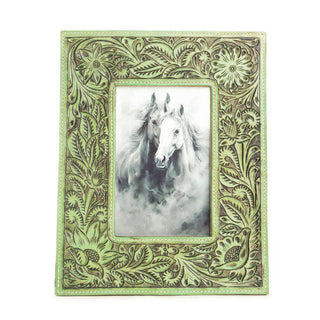 Meadows Green Embossed Leather Picture Frame