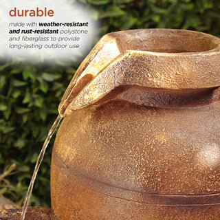 Solar Cascading Vase Fountain with Cool White LED Lights