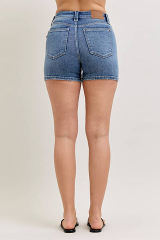 Judy Blue High-Waist Slim Denim Shorts in Medium Wash